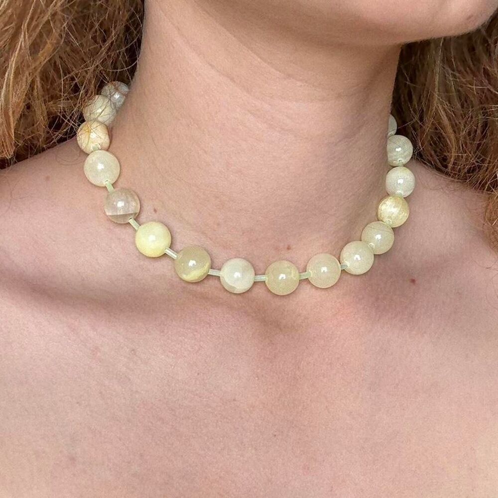 Handmade Light green gemstone beaded necklace